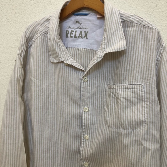 Tommy Bahama linen striped long sleeves shirt XXL - Picture 6 of 8
